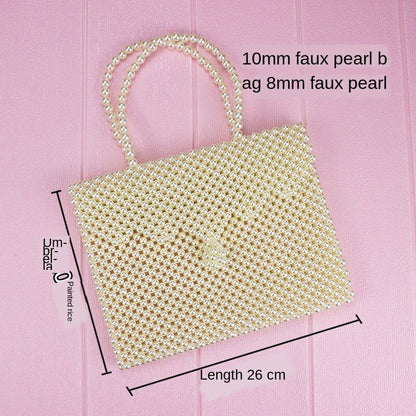 Mini Pearl Small Messenger Bag Summer Pearl Purse Handmade Beaded Phone Pouch