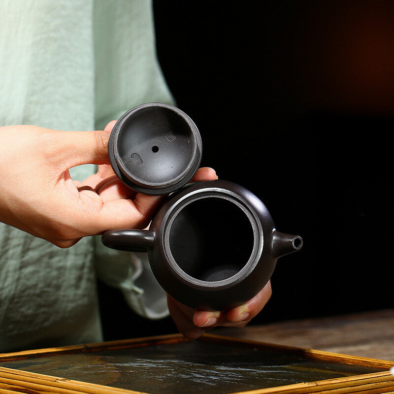 Chinese Yixing Zisha Pottery Teapot Tea Pot Black Zhu Clay Master Pot Marked Pot