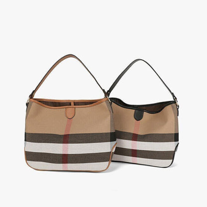 Canvas PU Women's Bags Plaid Totes Leather Handbags Canvas Women Shoulder Bags