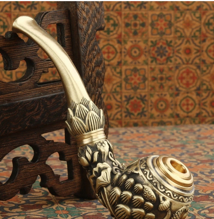 Handmade Pure Copper Pipe Dual-Purpose Portable Filter Dry Tobacco Pipe Gift