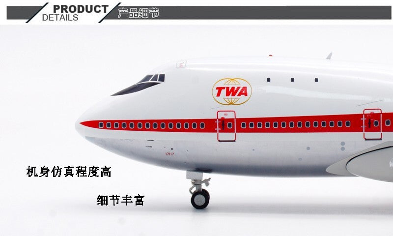 1:200 35CM InFlight TWA BOEING 747-100 Passenger Airplane Diecast Aircraft Model
