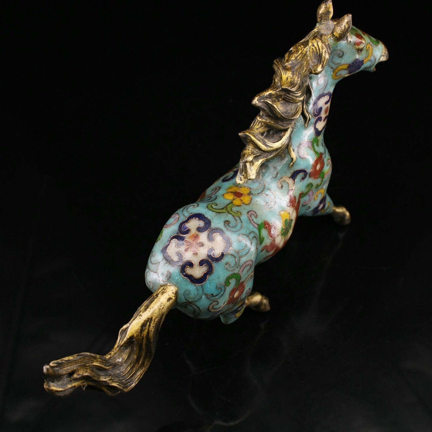 9.4" Chinese Cloisonné Enamel Bronze Lovable Animal Fine Horse Statues Collect