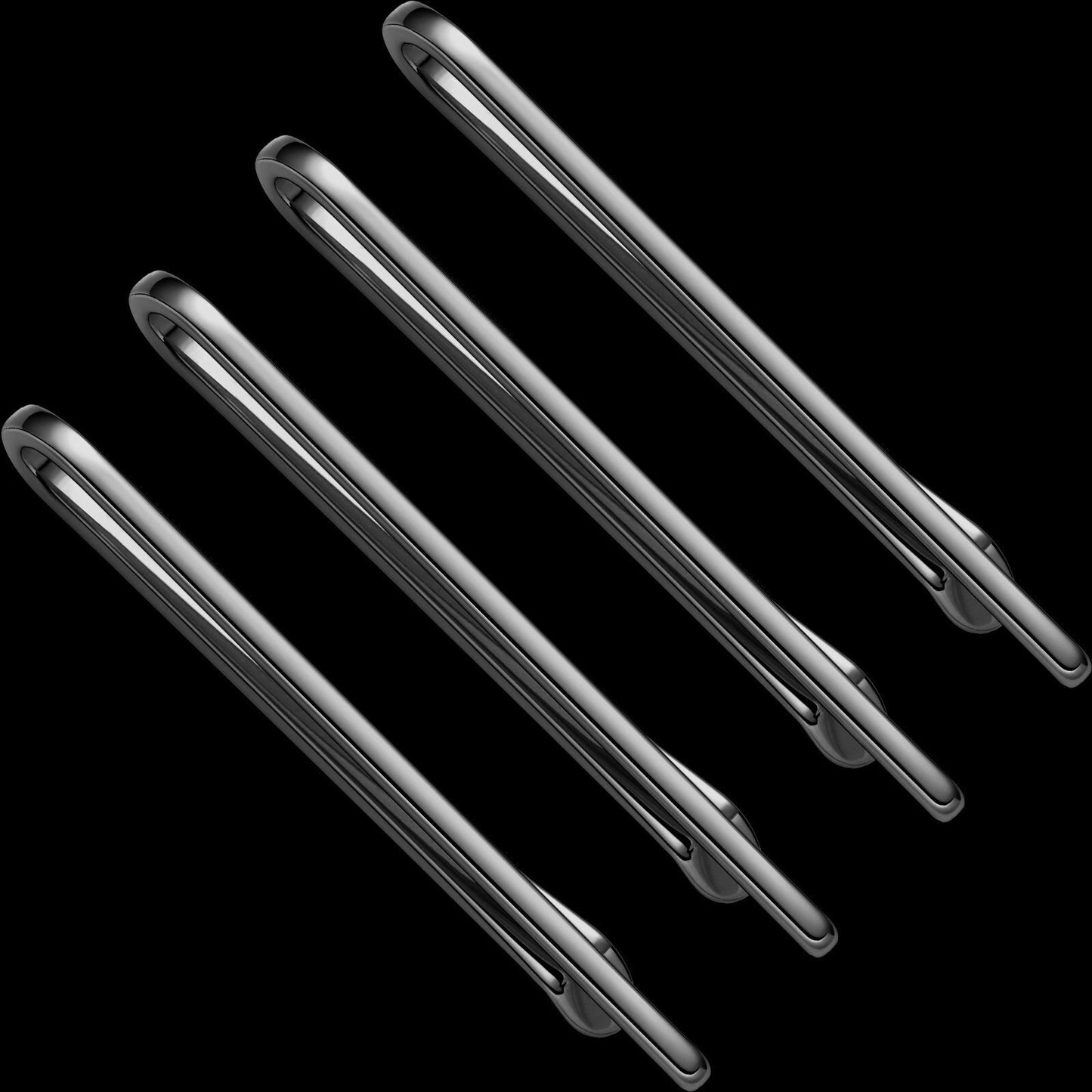 Men Tie Clip 4Pcs Set Stainless Steel Skinny Bar Gift Box Packed Wedding Jewelry