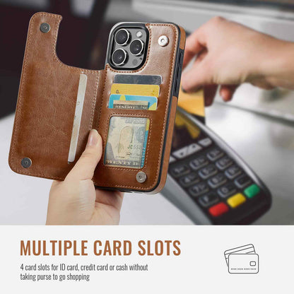 Magnetic Wallet Case for iPhone 16 15 14 13 12 Pro Max SE 2022 8 7 Card Slots