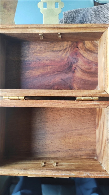 Huanghuali Wood Jewelry Box 15×9×8cm Natural Grain Storage Case