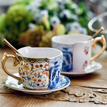 Ceramic Coffee Cup Saucer Gift Box Chinese Style Creative Color Matching Teacup