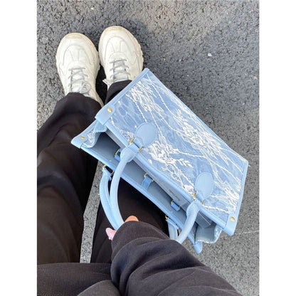 Lace Tote Bag Summer Fashion Large Shoulder Purse 30*24.5*12CM Synthetic Leather