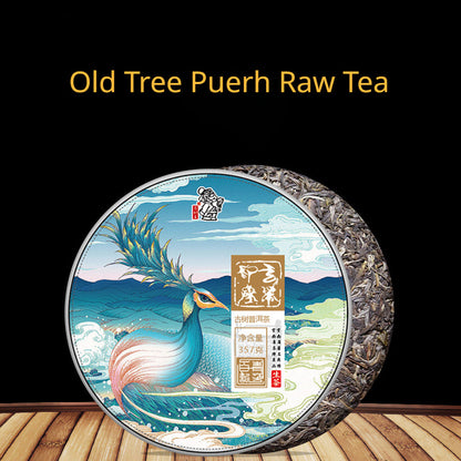 357g Yunnan Aged Pu-erh Raw Tea Cake Organic Green Tea Chinese Pu'er