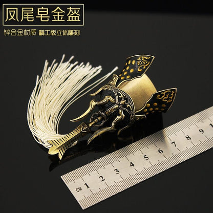General Helmet Metal Model Ornament 8cm Phoenix Tail Soap Gold Helmet Decor
