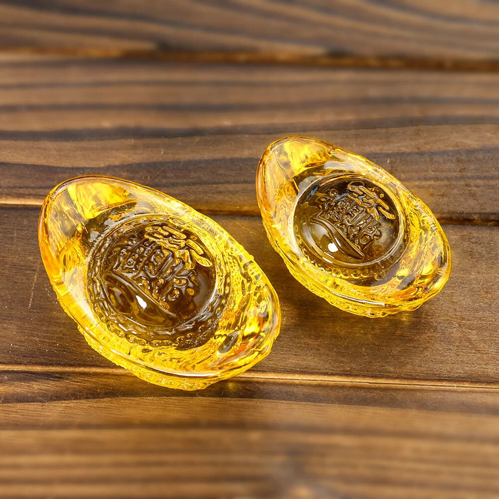 Citrine Yuanbao Carving Chinese Dragon Lucky Mascot Feng Shui Handicrafts Decor