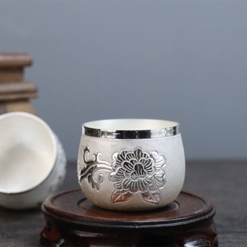 Sterling Silver Tea Set Stove Kettle Tea Pot Tea Cups 100% 999 Silver Snowflake