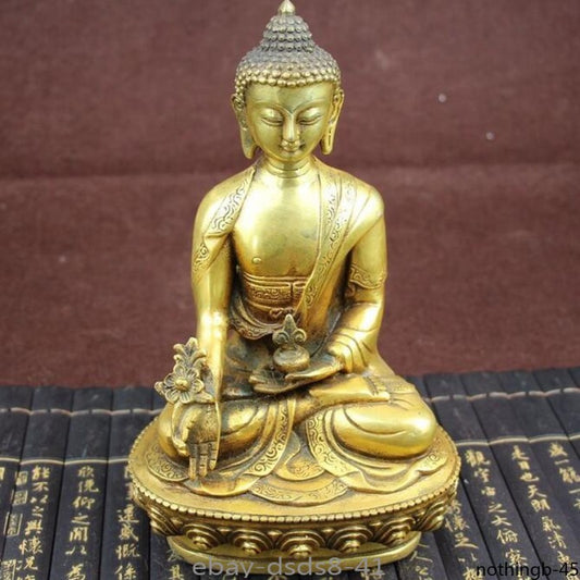 8 "Bronze Statue Large Tibetan Bronze Medicine Buddha Decorative Crafts
