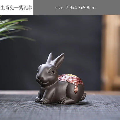 Creative Purple Sand 12 Zodiac Animal Decoration Tea Pet Lovely Desktop Ornament