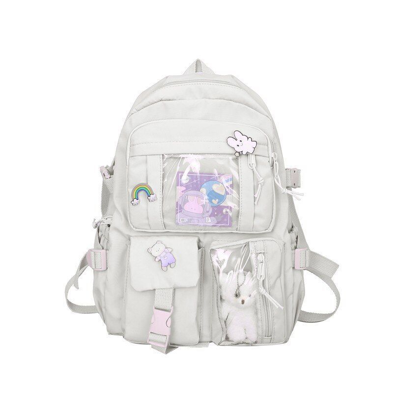 Schoolbag College Students Backpack 29*13*41 CM Strap 80CM Nylon Green/Pink Bags