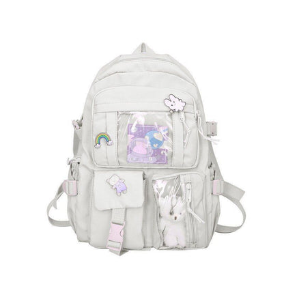 Schoolbag College Students Backpack 29*13*41 CM Strap 80CM Nylon Green/Pink Bags