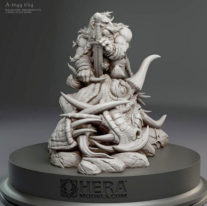 1/24 Resin Figure Model Dragon Slaying Dwarf Warrior unassembled unpainted