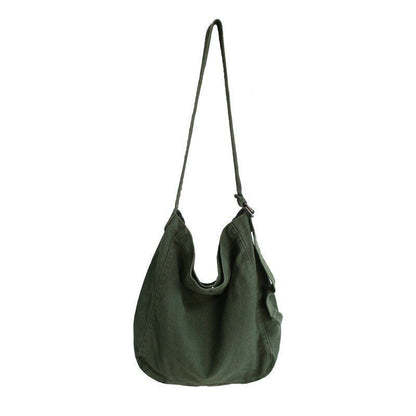 Minimalist Style Solid Shoulder Bag Cotton Crossbody Canvas Casual Messenger Bag