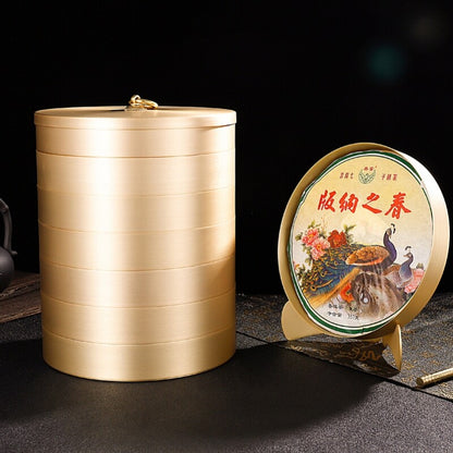 Pure Copper Tea Canister With Lid For Pu'er Tea Cake Handmade Sealed Tea Jar New