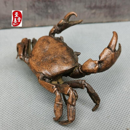Fortune chinese copper Crab Figure statue netsuke collect Tea pet Table decor