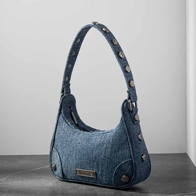 Underarm Bag Leather Rivet Shoulder Handbag Fashion Punk Style Luxury 24*12*7CM