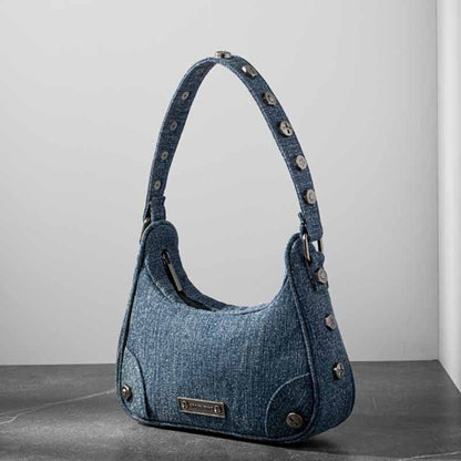 Underarm Bag Leather Rivet Shoulder Handbag Fashion Punk Style Luxury 24*12*7CM