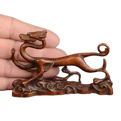 Chinese Statue Bronze Realistic Dragon Pen Holder Tea Pet Decorative