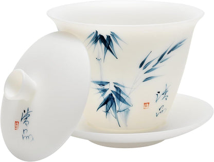 Gaiwan Ice Jade White Porcelain Gaiwan Puer Tea Cup Set For China Gongfu Zhuyun