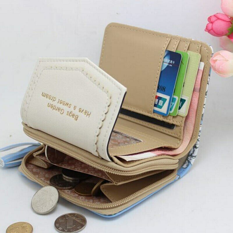 Lady Mini Handbag Leather Coin Purse Women Wallet Card Clamps Cash Clip Billfold
