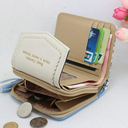 Lady Mini Handbag Leather Coin Purse Women Wallet Card Clamps Cash Clip Billfold