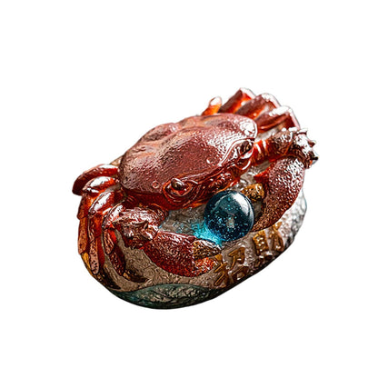 Resin Color Changing Crab Tea Pet Ornament 8.8cm Kung Fu Tea Set Accessories