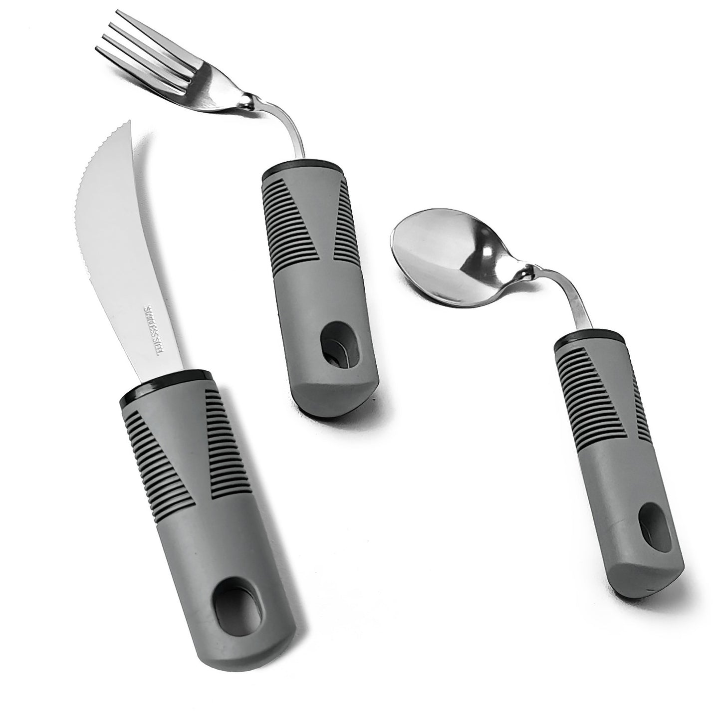 Adaptive Cutlery Set 4-Piece with Widened Non-Slip Handles for Hand Tremors