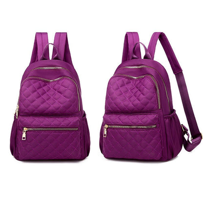 Leather Plaid Backpacks Multi Layer Zipper Fashion Shoulder Traveling School Bag