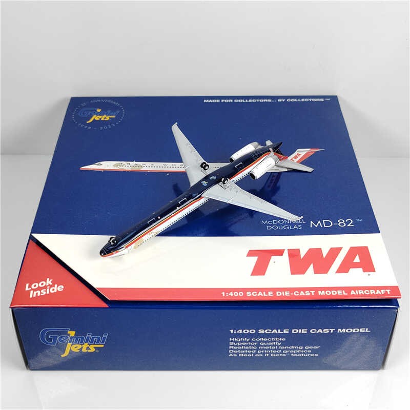 1:400 Geminijets TWA McDonnell Douglas MD-80 Passenger Airplane Diecast Model