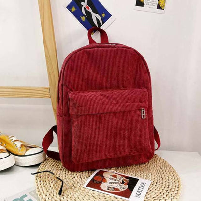 Fashion Mini Backpack Women Purse Shoulder Rucksack Small Travel Bag Corduroy