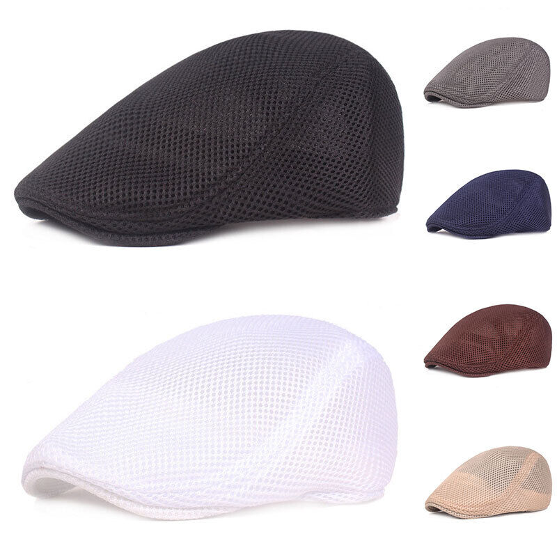 Hat Mesh Flat Cap Caps Beret Adjustable Men Women Casual Summer Fashion ⊹ ⊰