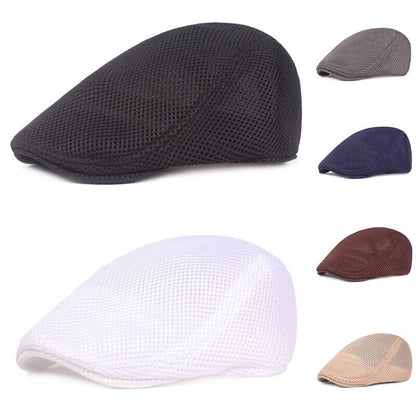 Hat Mesh Flat Cap Caps Beret Adjustable Men Women Casual Summer Fashion ⊹ ⊰