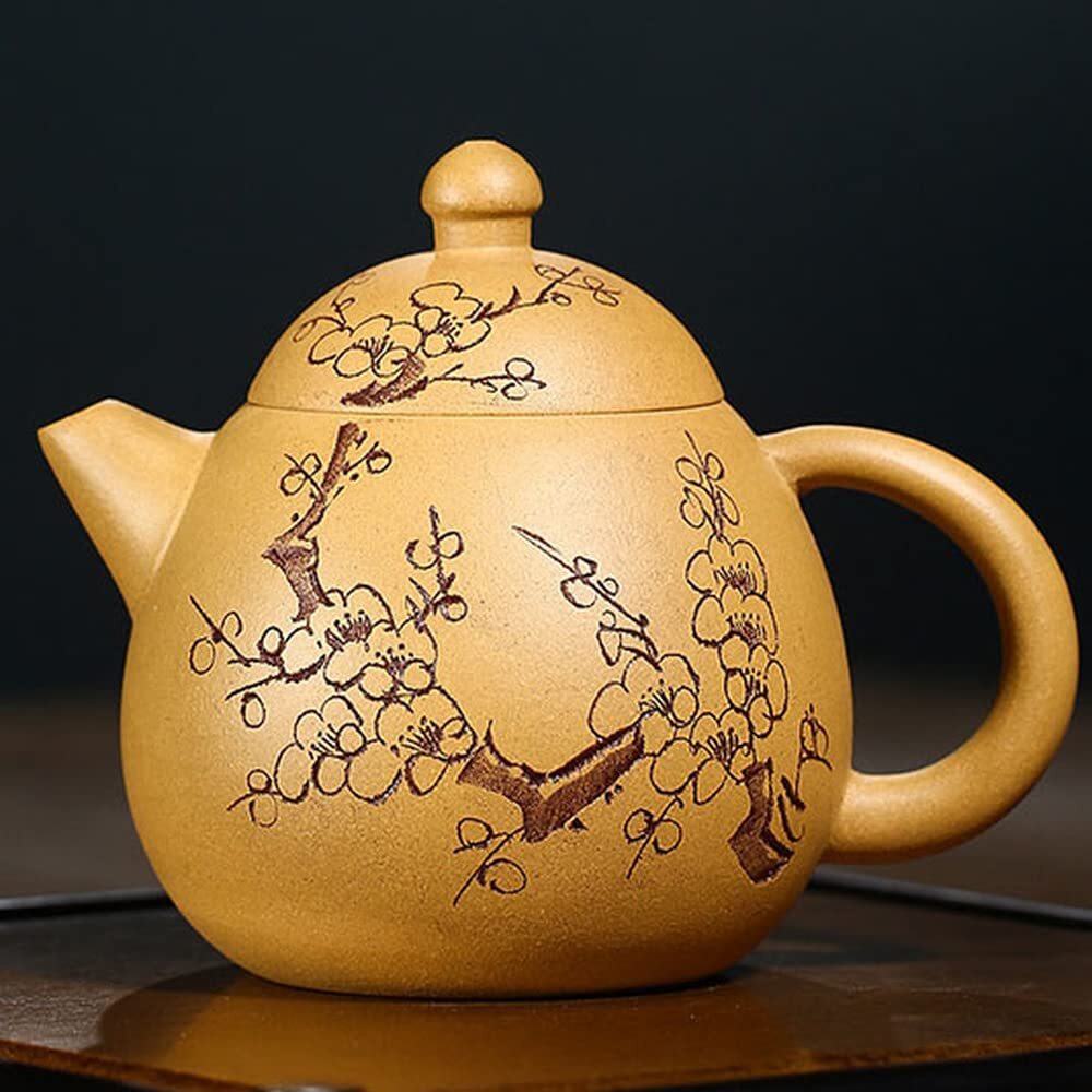 250ml Yixing Purple Clay Teapot Hand Painted Plum Blossom Pot Tea Set Kung Fu