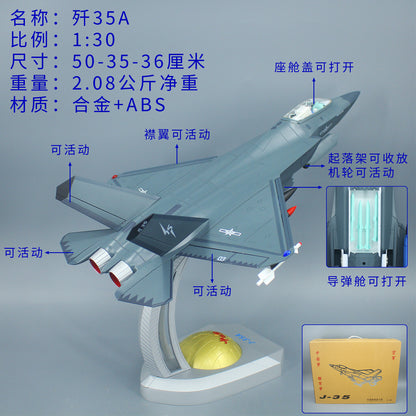 1:30 50CM J-35 Shipborne Fighter Plane Diecast Military Aircraft Airplane Model