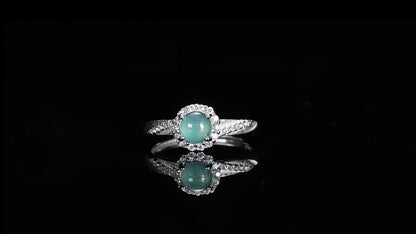 China Natural Jade Jadeite Fashion Ring Woman Gift Silver Inlaid Jade Jewelry