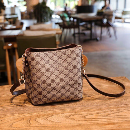 Shoulder Bag Crossbody Chain Strap Plaid Synthetic Leather Vintage Handbag 1 PC