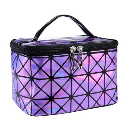Functional Cosmetic Bag Fashion PU Leather Travel Necessaries Organizer Zipper