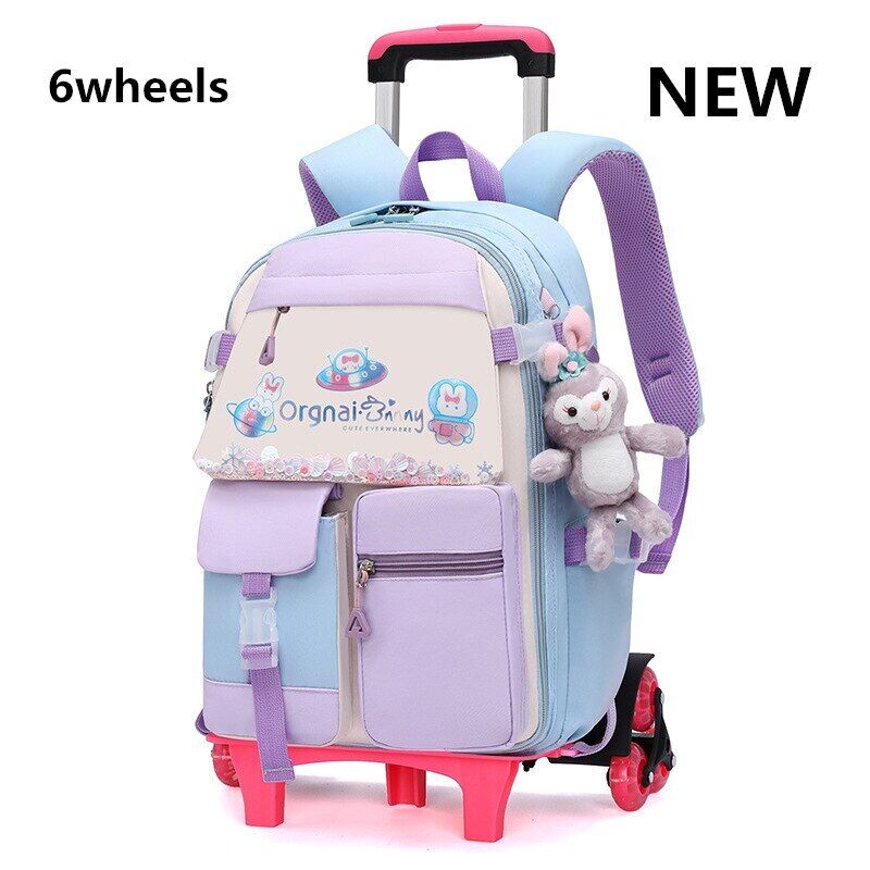 Girls Wheel School Bags Children Primary School Backpack Kids Book Bag Schoolbag