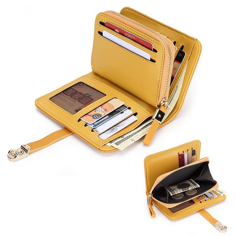 Wallet Genuine Leather Short Wallet Multi Card Slot Zipper Zero Wallet Card Bags