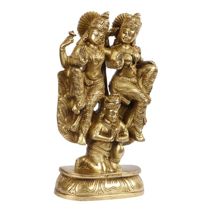 Brass Vishnu Laxmi Riding on Garuda Idol God Figurine Statue 8.5-Inch