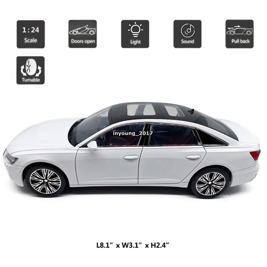 1/24 Scale 2022 Audi A6L Model Car Metal Diecast Toy Vehicle with Light Sound