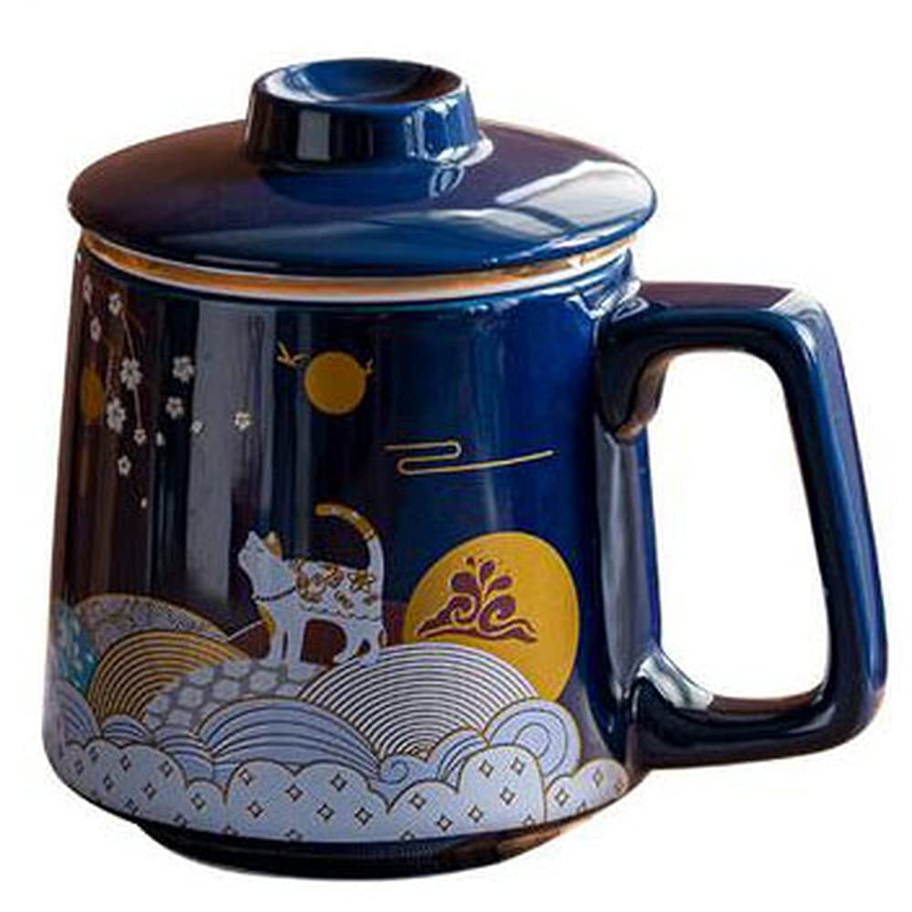 400ml Chinese Lucky Cat Office Tea Cup Ceramic Filter Tea Separation Mug Tea Set