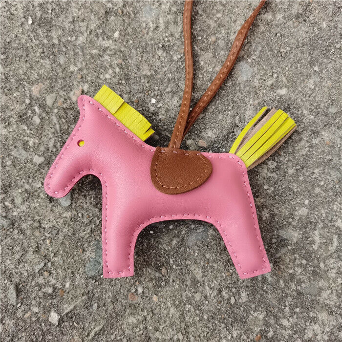 Genuine Leather Horse Bag Charm Hanging Key Ring Purse Accessories Keychain