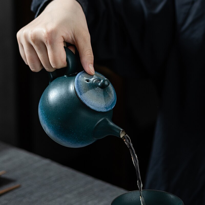 210ml Ceramic Teapot Handpainted Mountain Chinese Kung Fu Tea Pot Drinkware