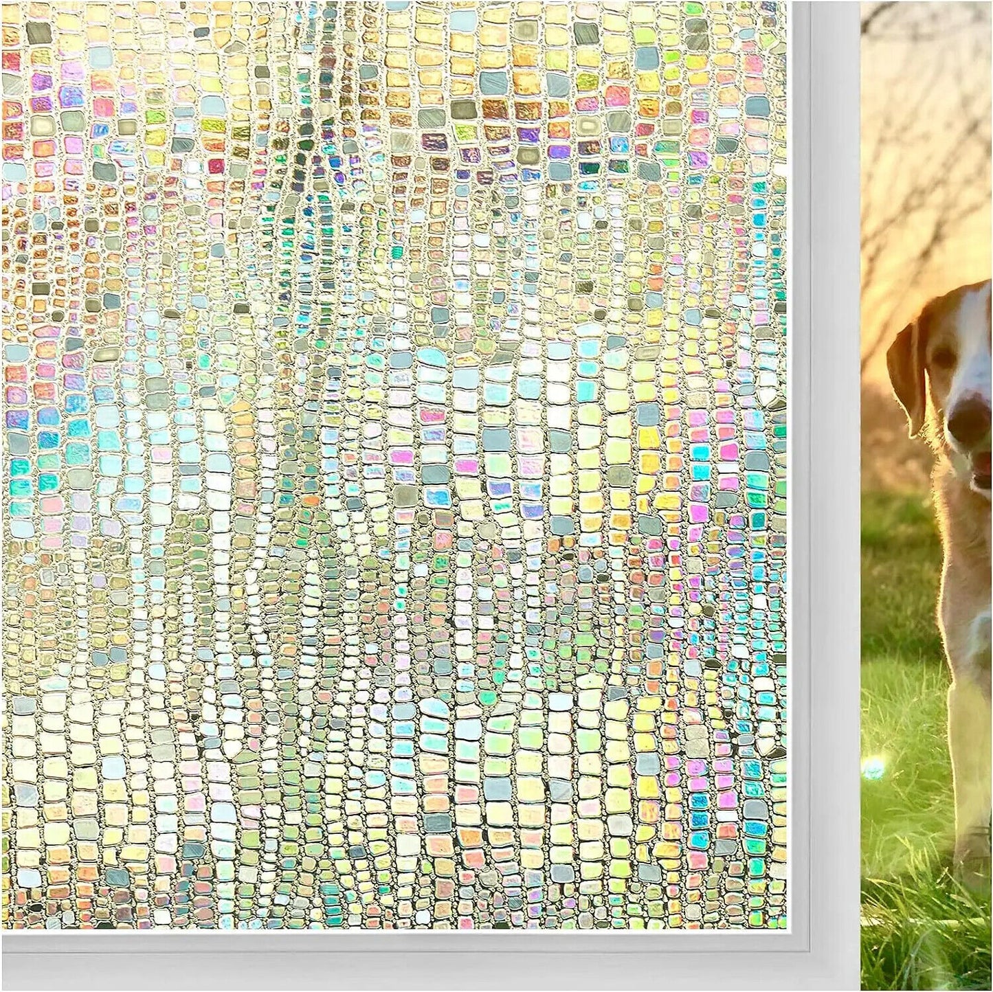 Window Privacy Film PVC Stained Glass Clings 3D Rainbow Door Decorative Stickers
