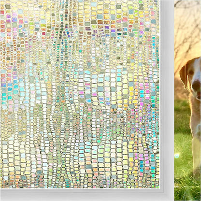 Window Privacy Film PVC Stained Glass Clings 3D Rainbow Door Decorative Stickers